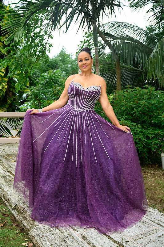 Embellished Shimmer Corset Ball Gown