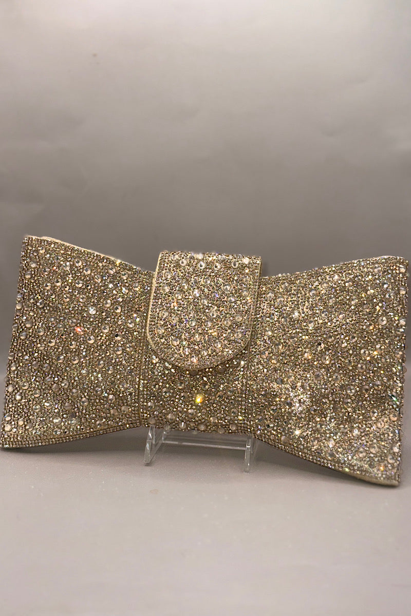 Two-Toned Rhinestone Bow Clutch