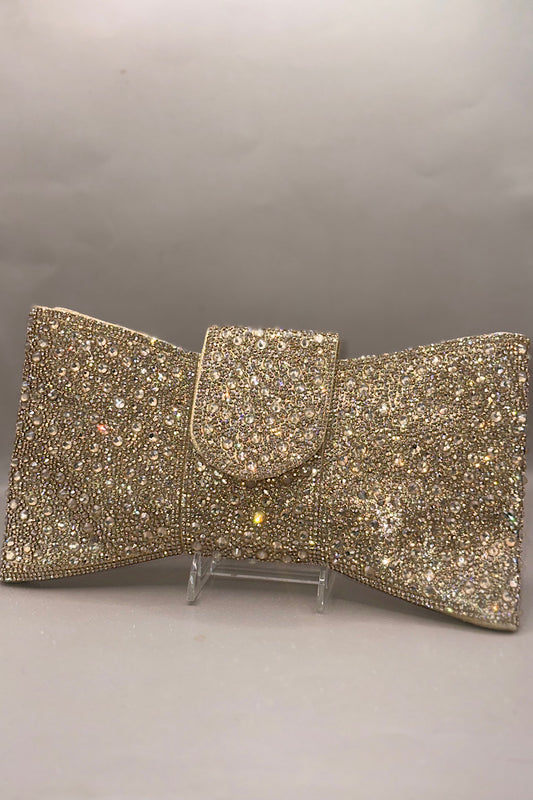 Two-Toned Rhinestone Bow Clutch