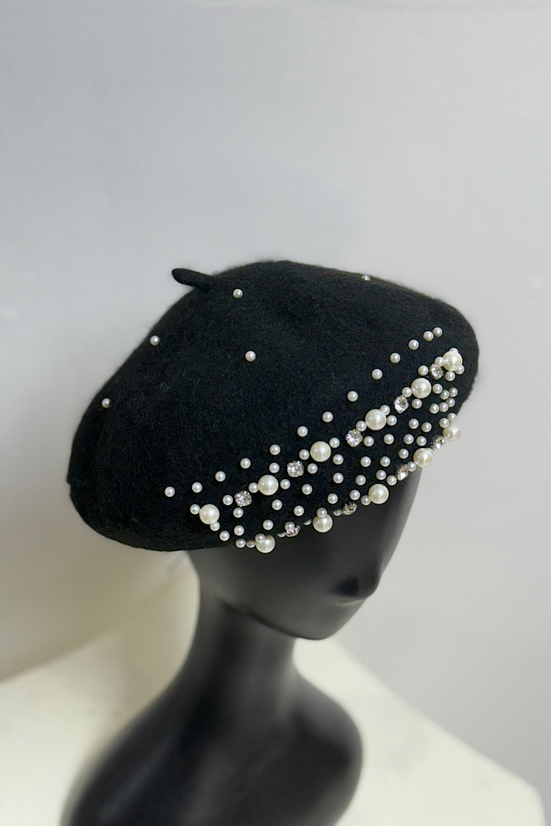 Pearl And Rhinestone Beret