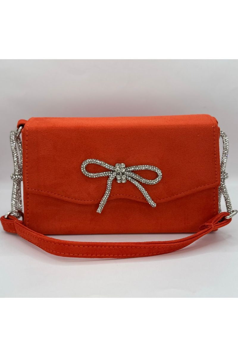 Velvet Rhinestone Bow Bag