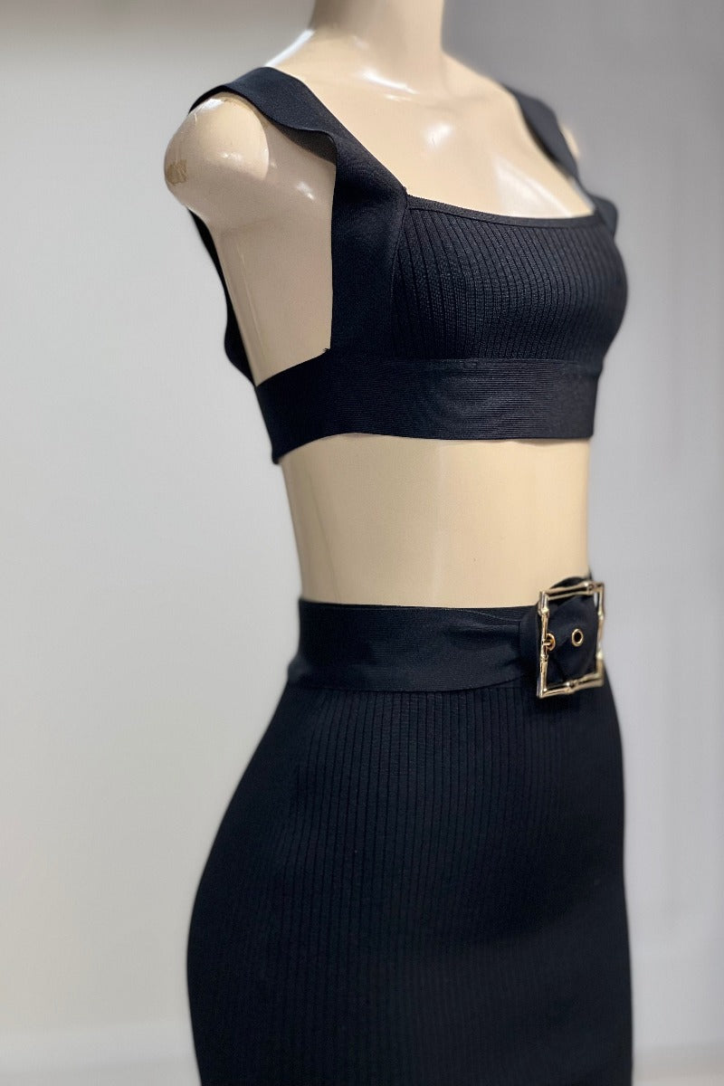 Black 2 Piece Gold Belt Set