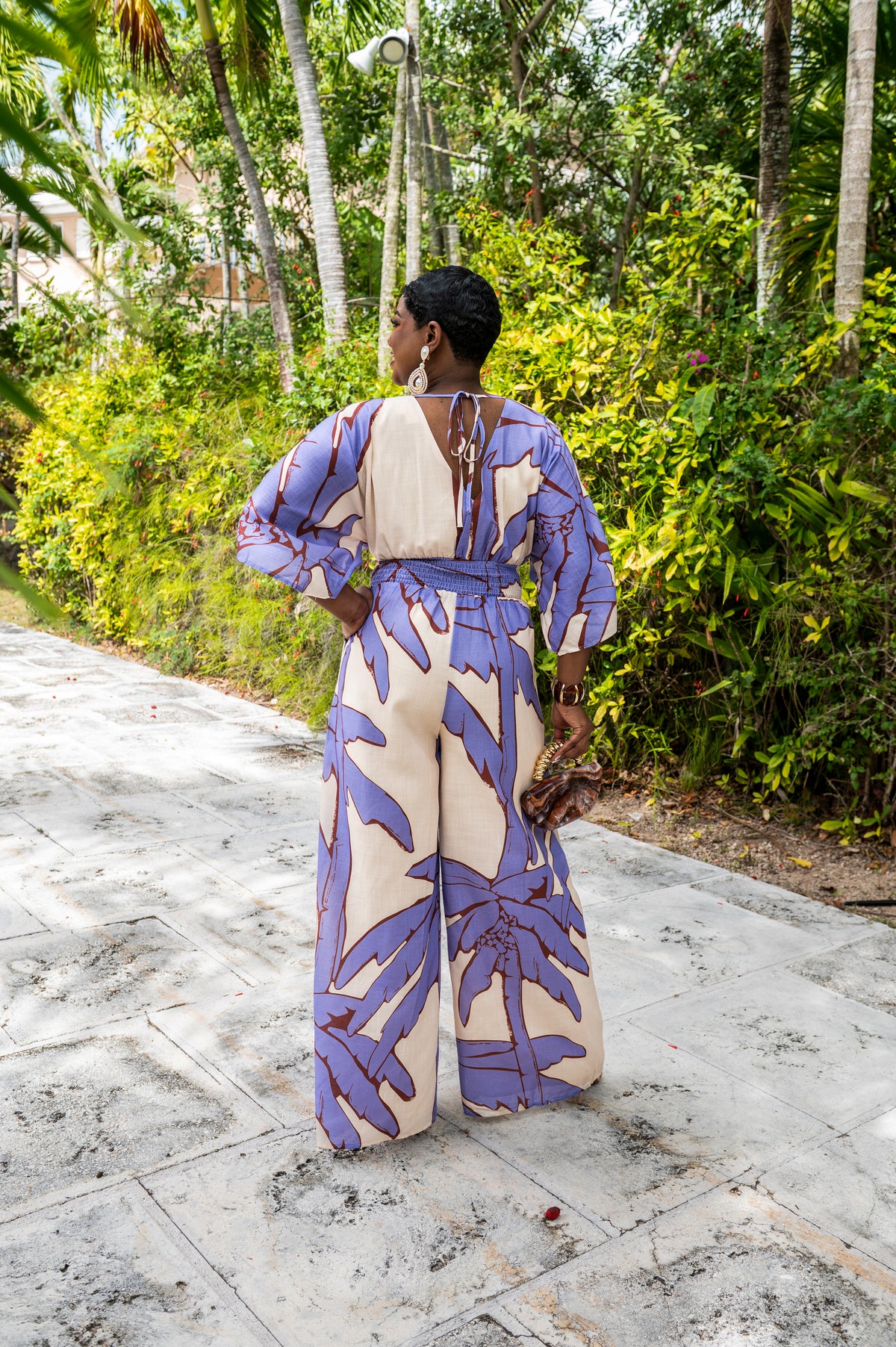 Cinched Waist Tie-Back Jumpsuit