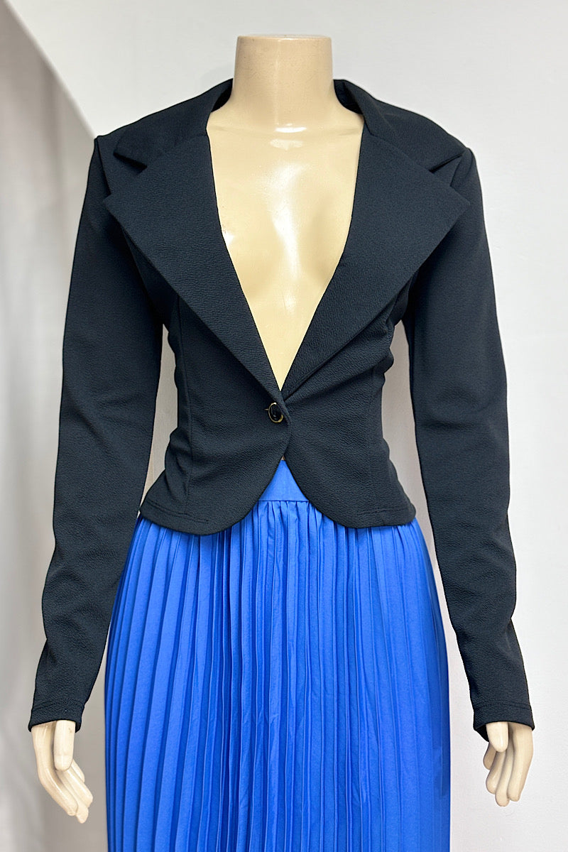 Gold Button Crinkle Blazer