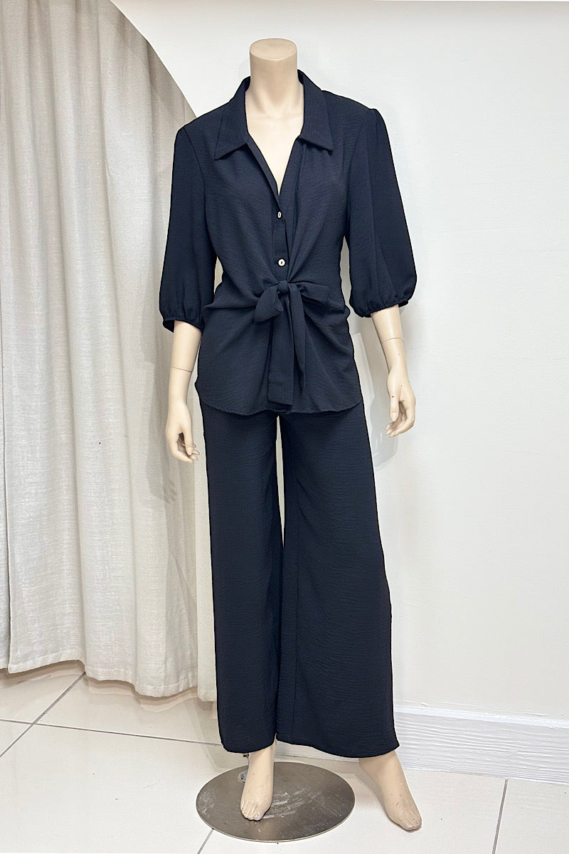 Tie Top Flowy Pants Set