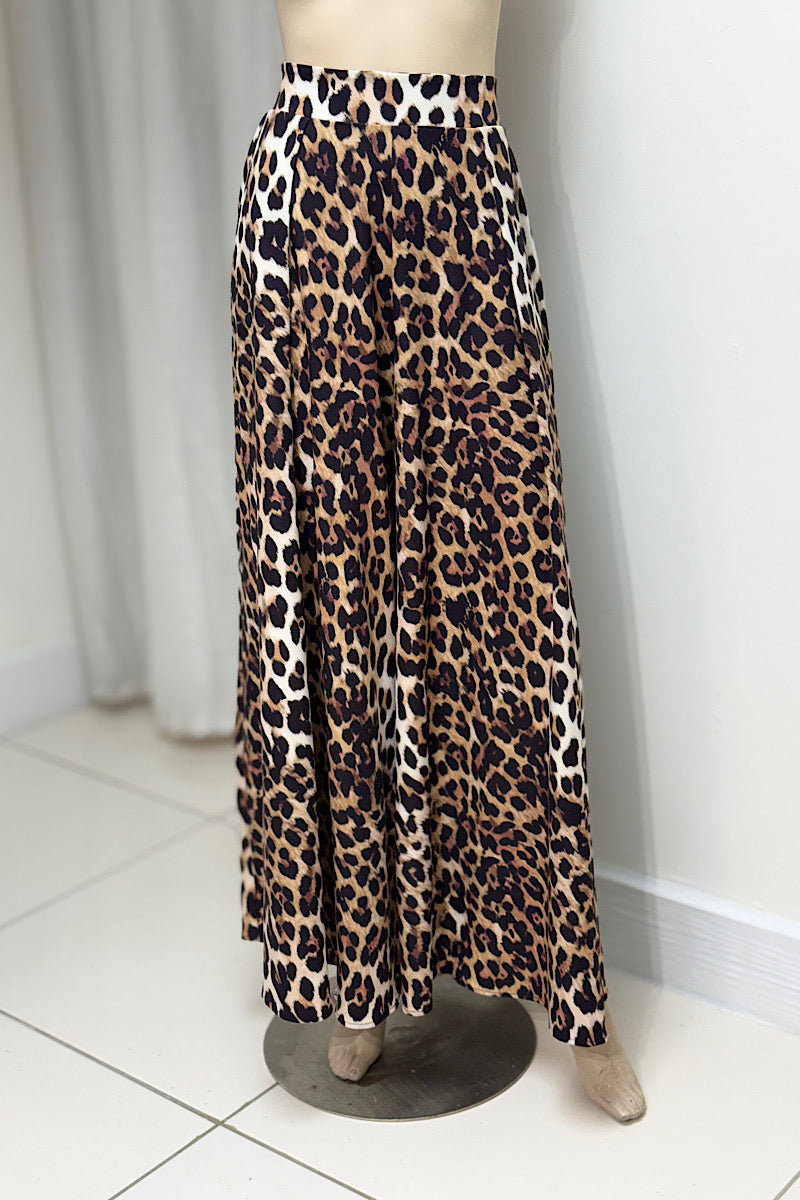 Leopard Print Wide-Legged Pants