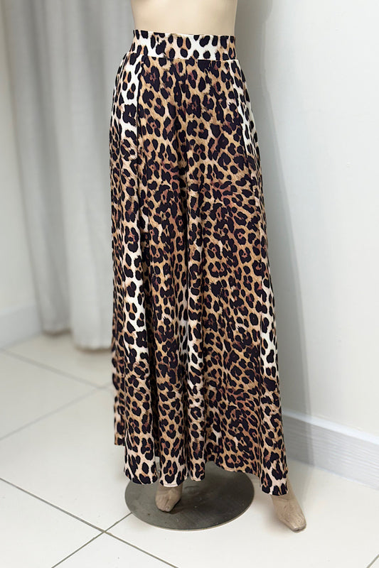 Leopard Print Wide-Legged Pants