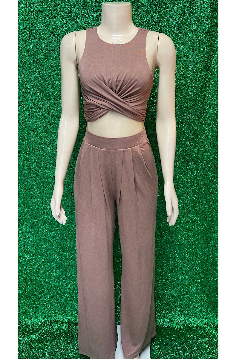 Wide Leg Knot Crop Set