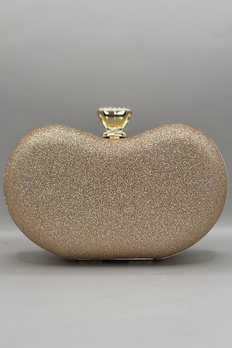 Heart Shaped Bejeweled Clutch Bag