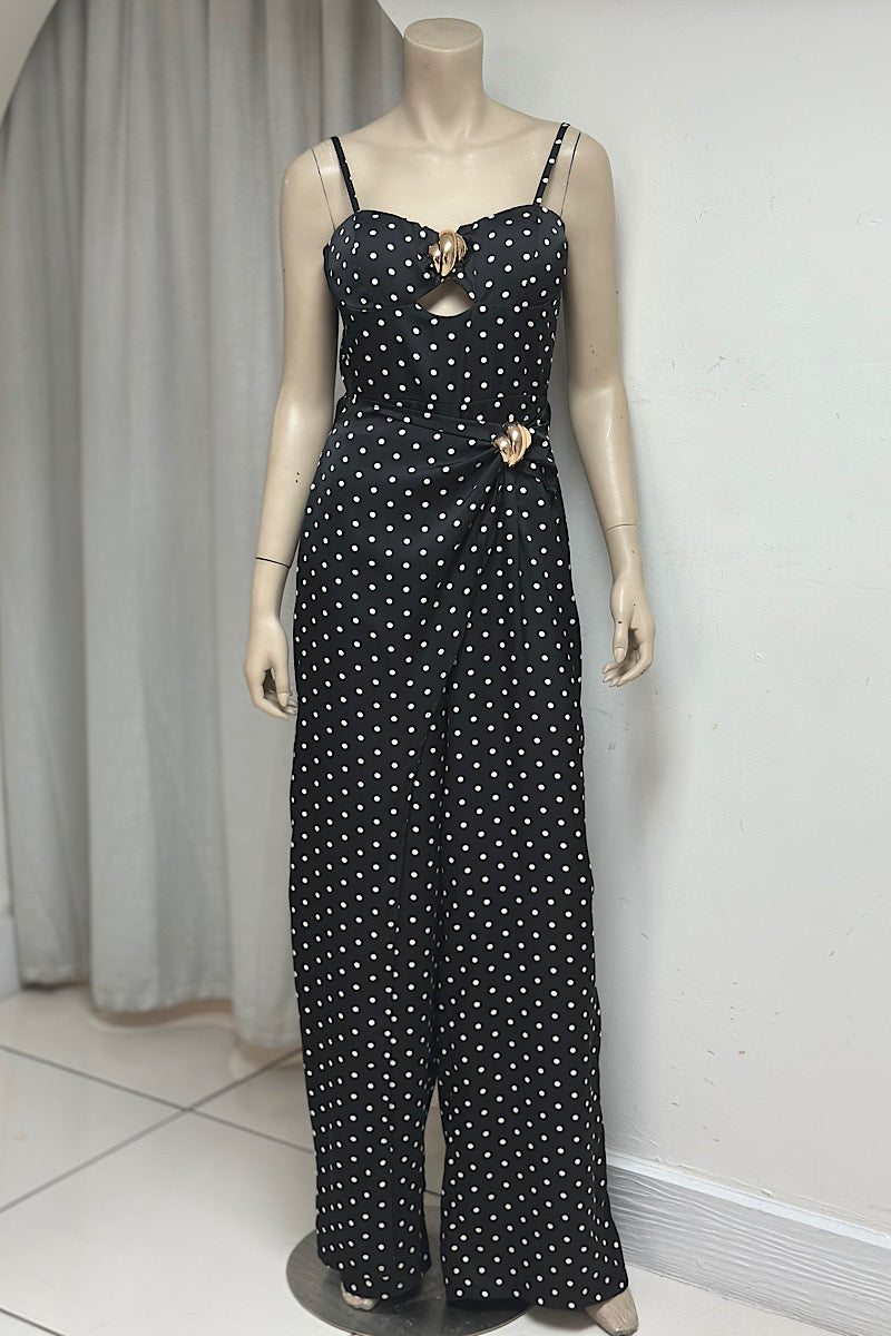 Cut Out Polka Dot Jumpsuit
