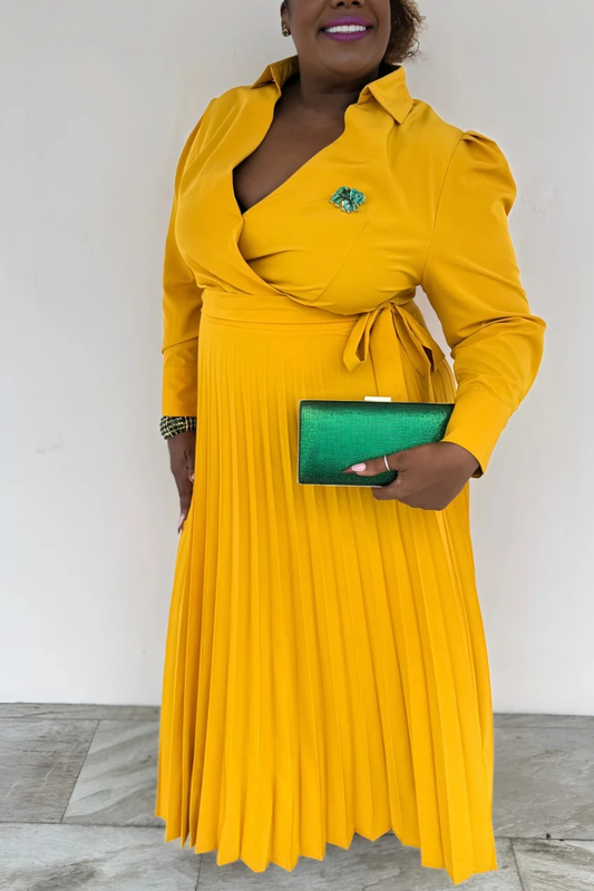 Pleated Collared Maxi Dress