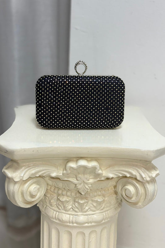 Netted Rhinestone Ring Clutch