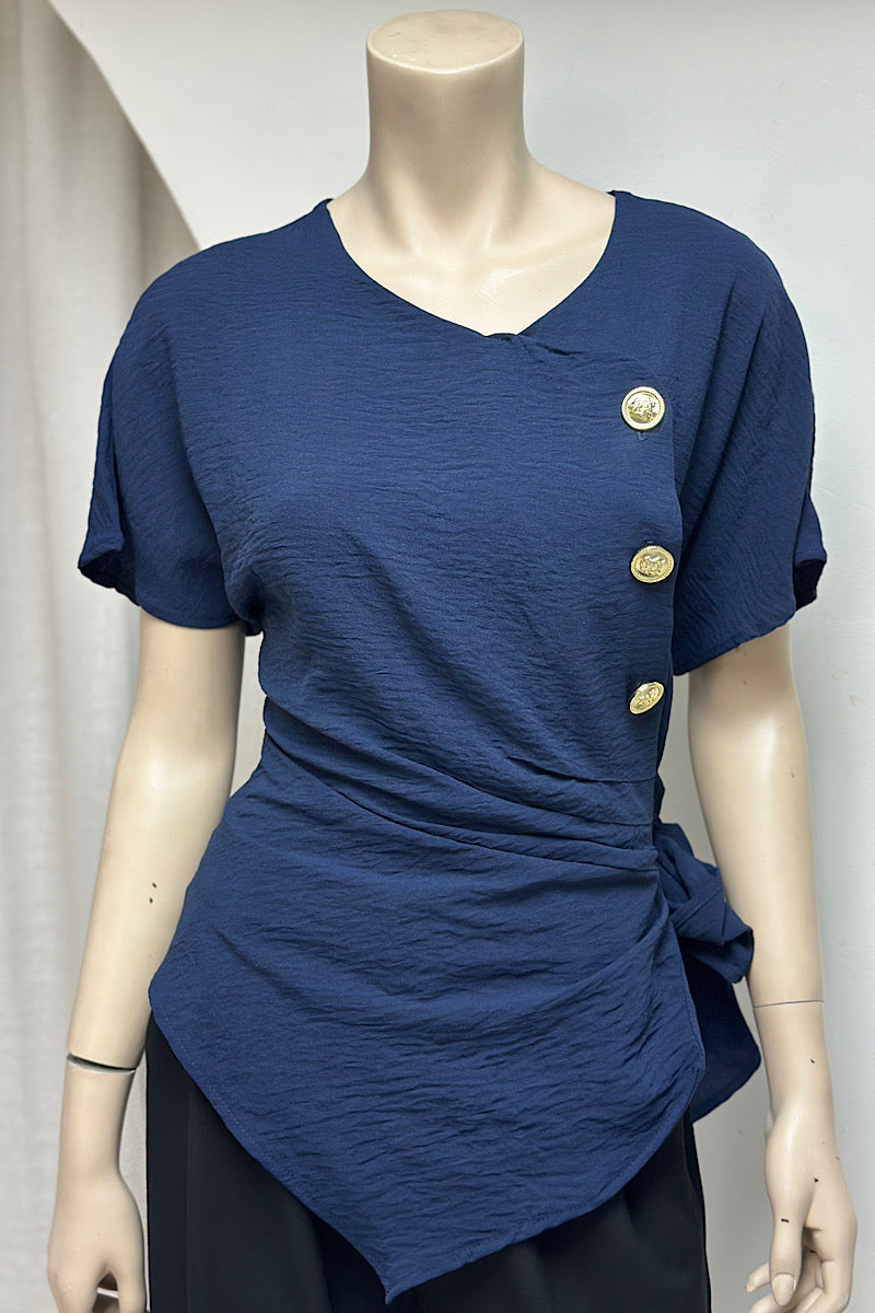 Asymmetrical Side Tie Flowy Top
