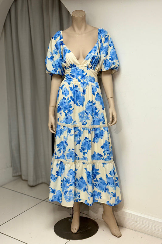 Floral Short Sleeve Flare Dress