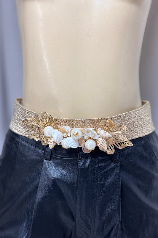 Decorated Shell Front Straw Belt