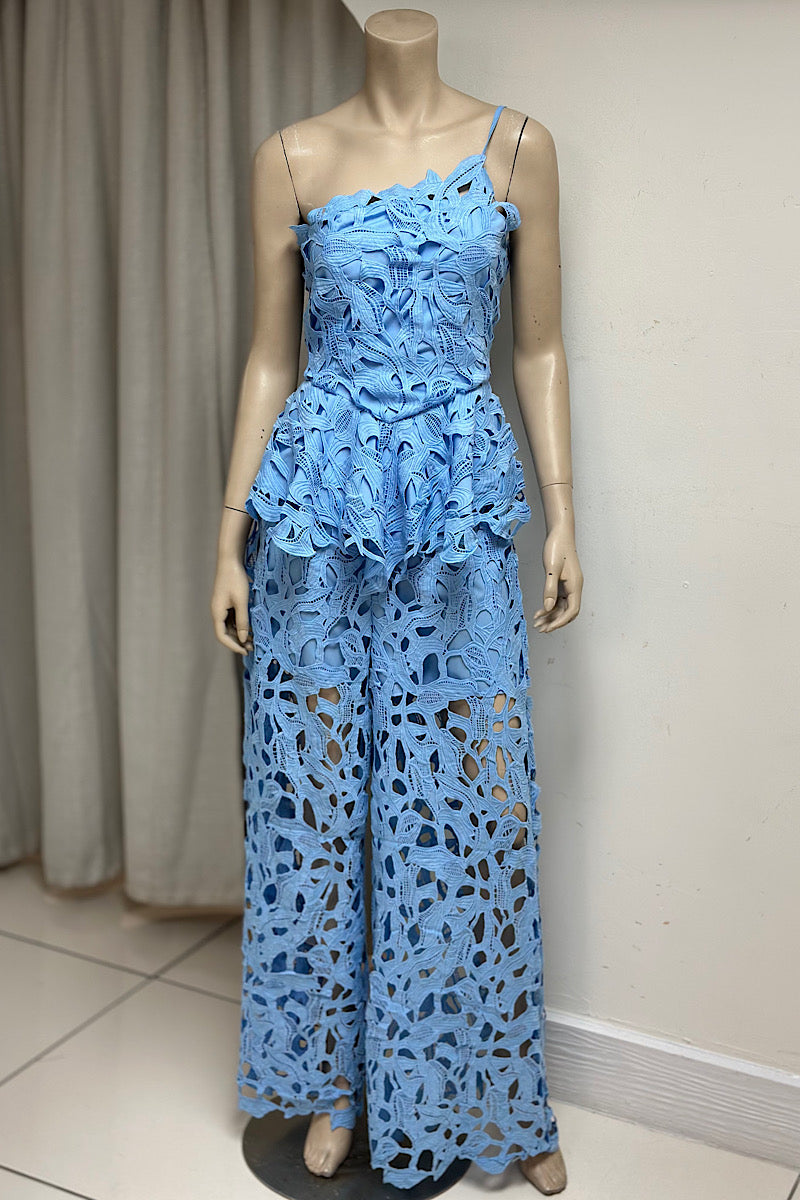 One-Shoulder Lace Pant Set
