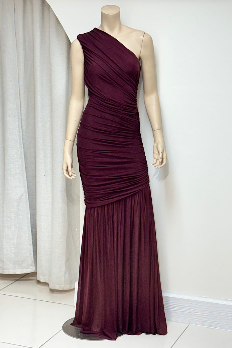 One Shoulder Mesh Maxi Dress