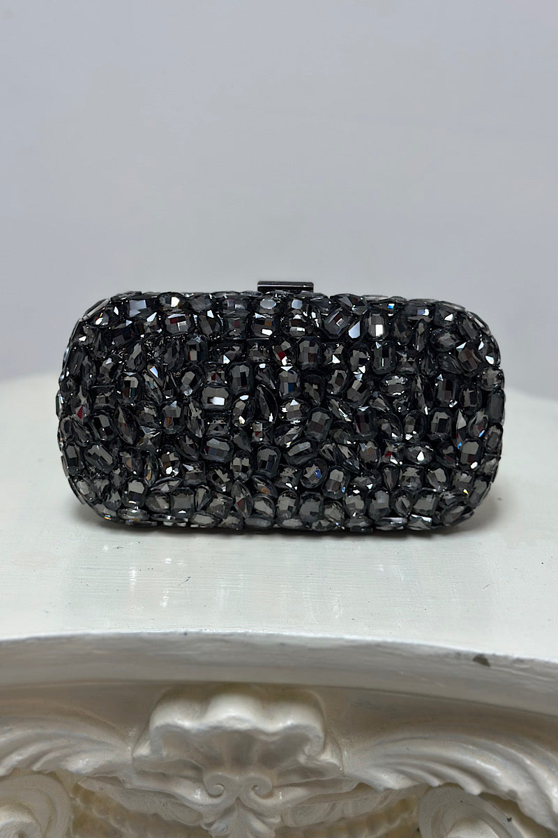 Rhinestone Embellished Oval Clutch