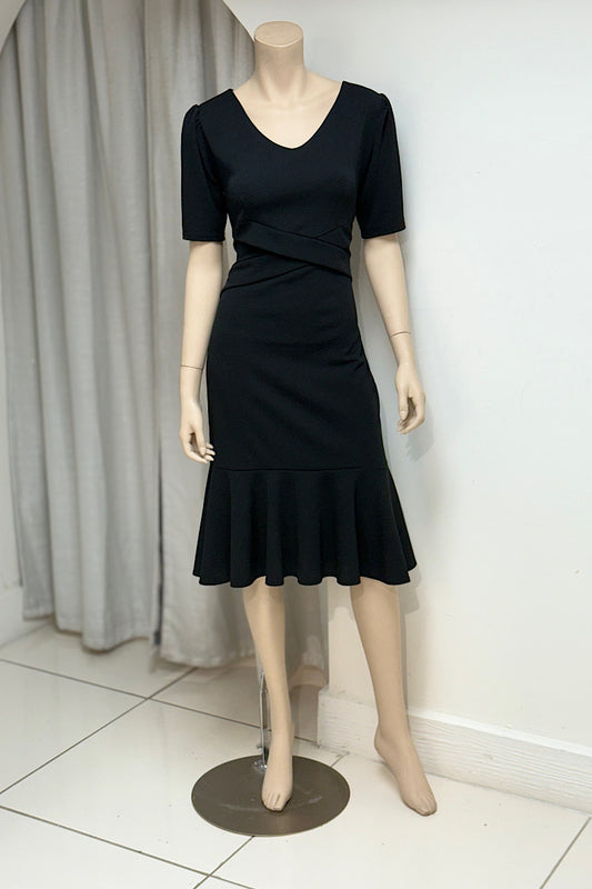 Flare Bottom Fitted Puff Sleeve Dress