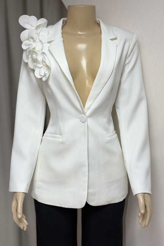 3D Flower Embroidered Blazer