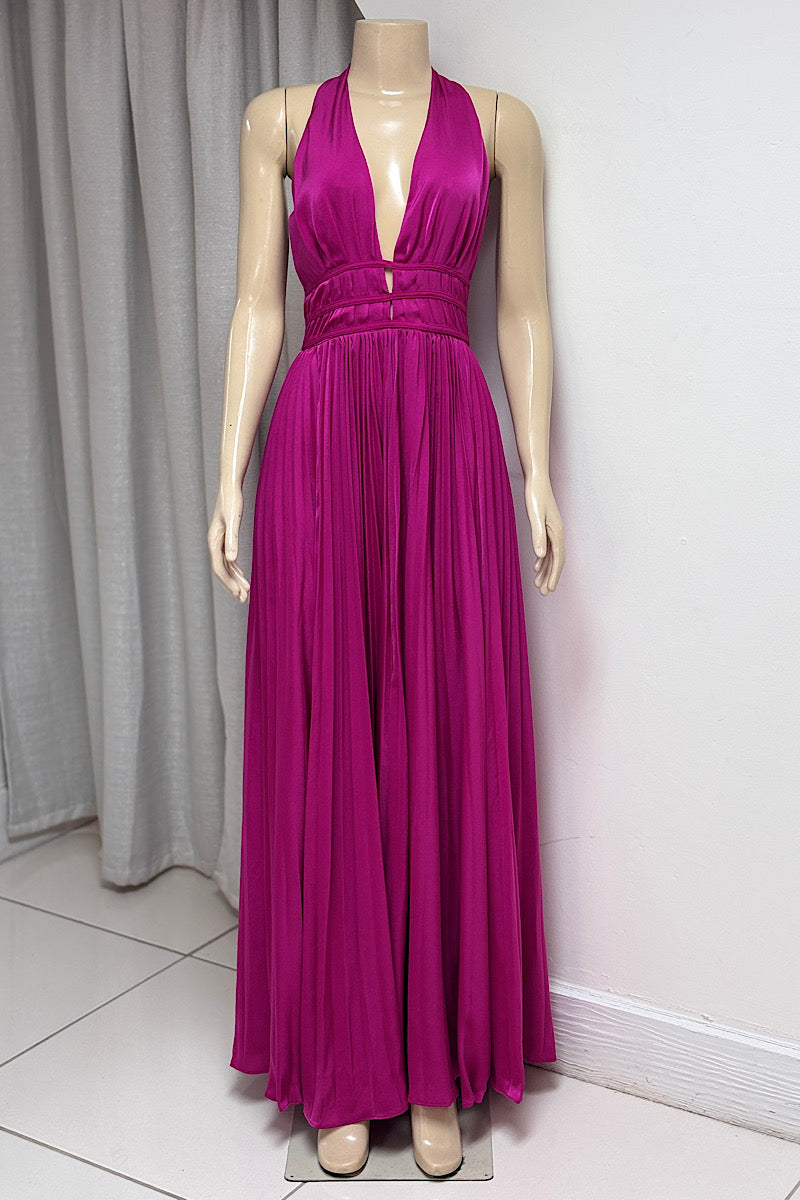 Pleated Halter Maxi Dress