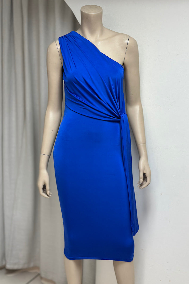 One-Shoulder Overlay Fitted Mini Dress