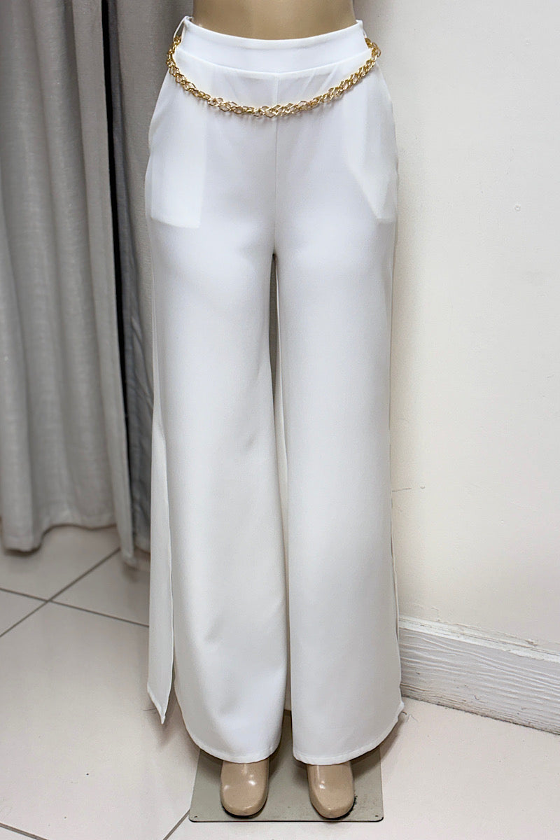 Wide Legged Gold Chain Split Pant