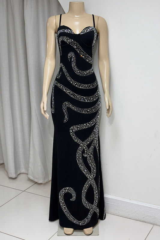 Iridescent Rhinestone Tentacle Design Formal