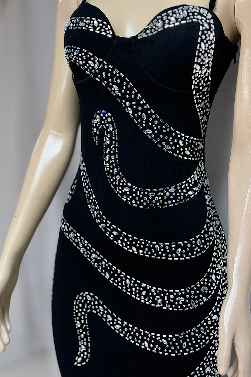 Iridescent Rhinestone Tentacle Design Formal