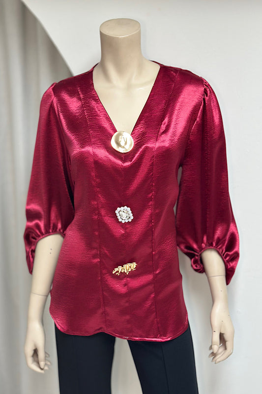 V Neck Gold Button Shirt