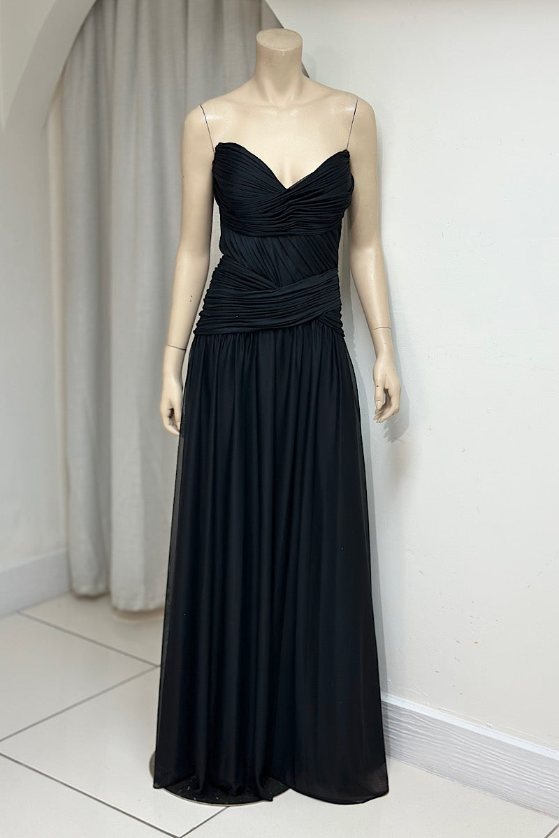 Pleated Top Strapless Flowy Formal