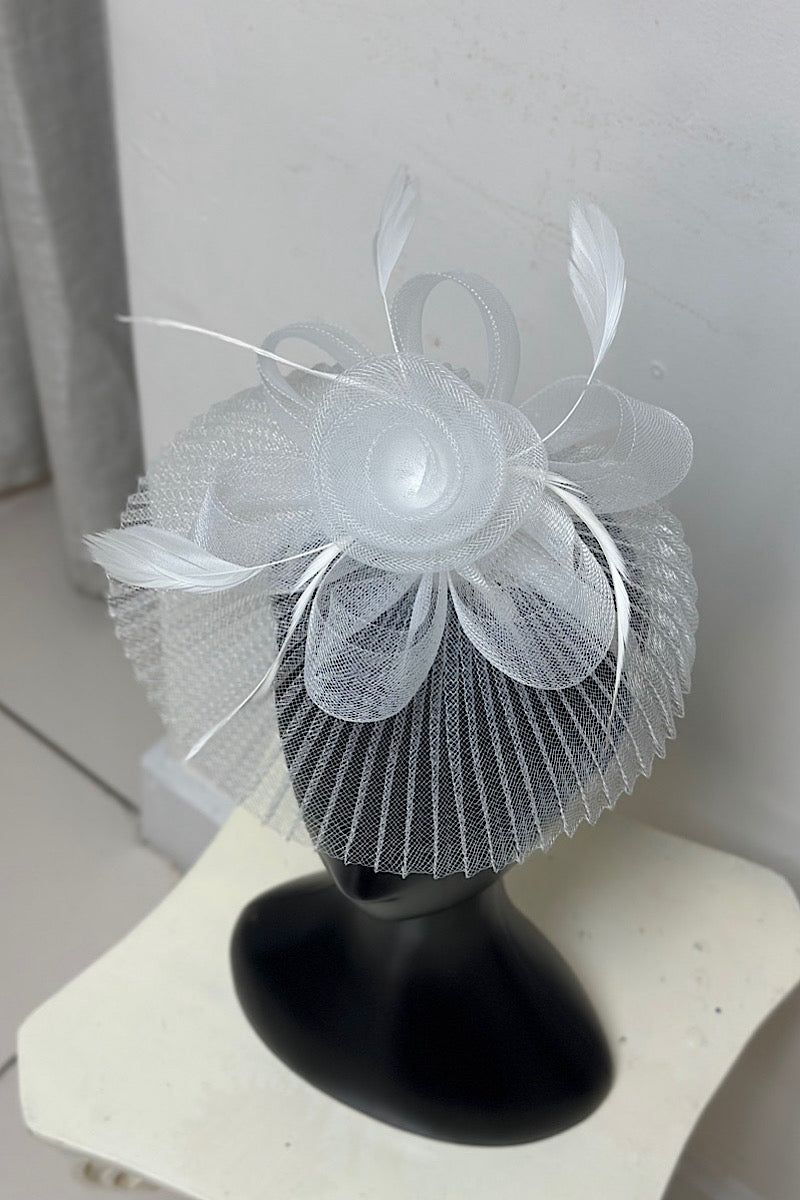 Pleated Netted Rosette Fascinator