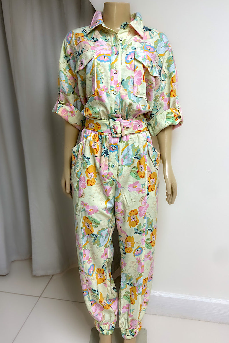 Belted Print Jumpsuit