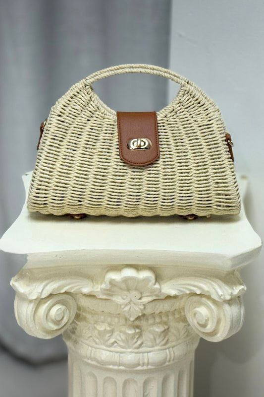 Structured Raffia Handle Bag