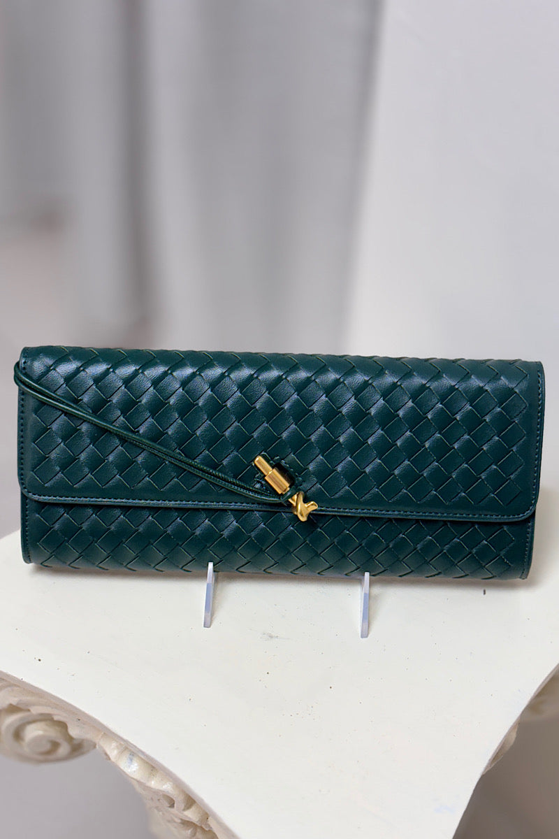 Braided Leather Envelope Clutch