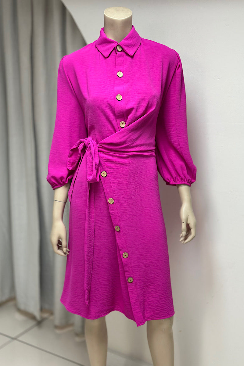Collared Flowy Wrap Dress
