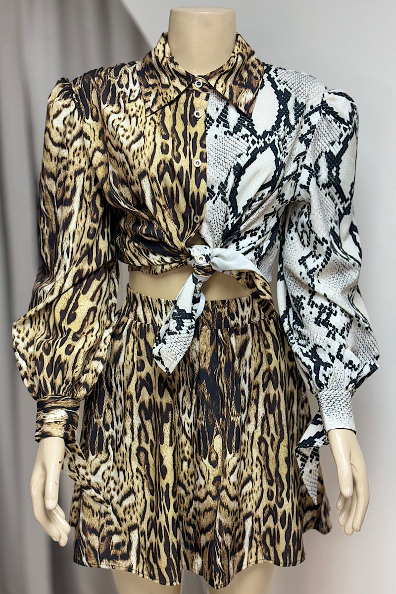 Leopard 2-Piece Skirt Set