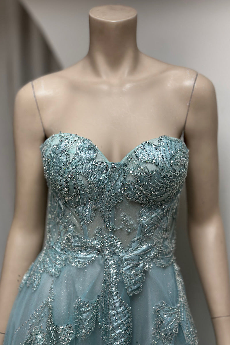 Strapless Beaded Mermaid Tulle Formal
