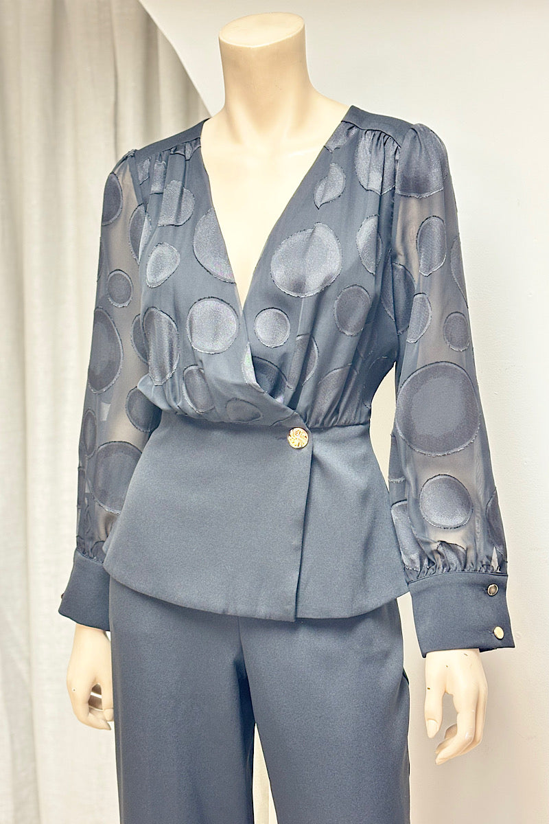 Polka Dot Monochromatic Pant Set