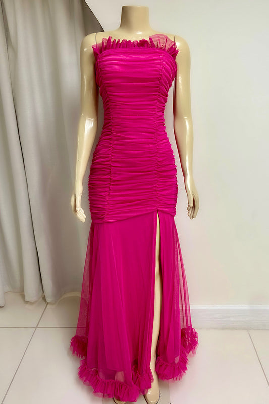 Fitted Ruched Swing Bottom Formal