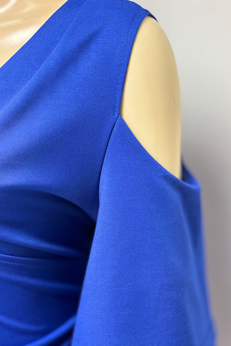 Curvy Royal Blue Cold Shoulder Dress