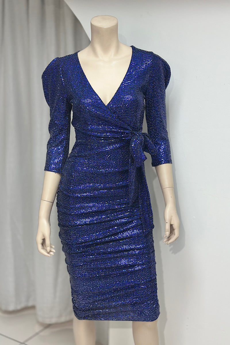 Sequin Tie-Waist Cocktail Dress