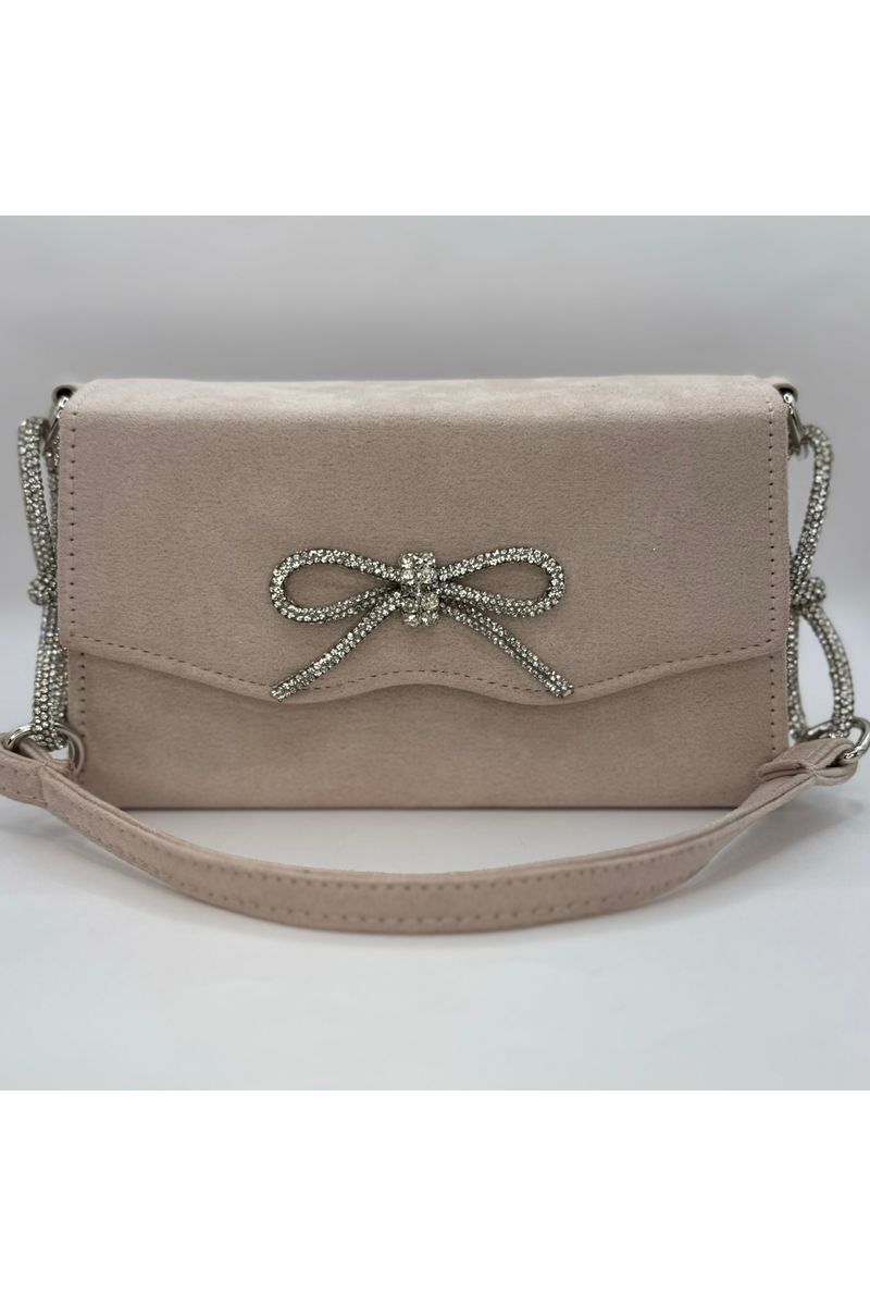 Velvet Rhinestone Bow Bag