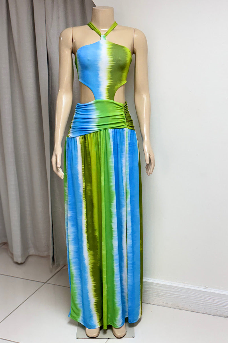 Blue/Green Cutout Maxi