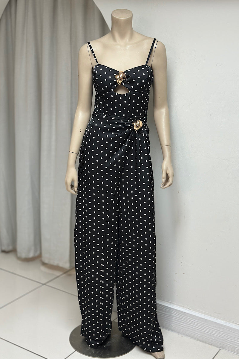 Cut Out Polka Dot Jumpsuit
