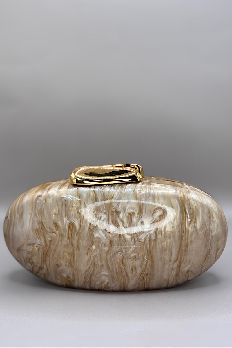 Oval Resin Gold Handle Clutch