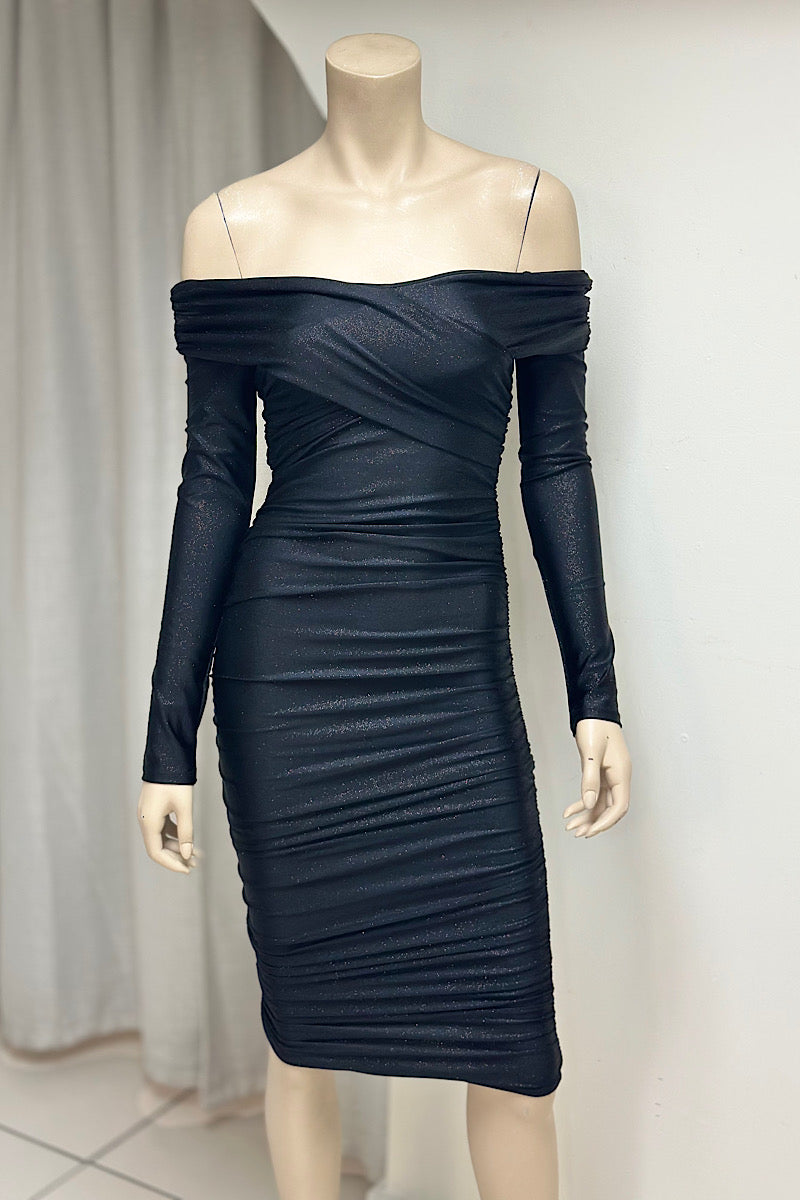 Shimmer Long Sleeve Midi Dress