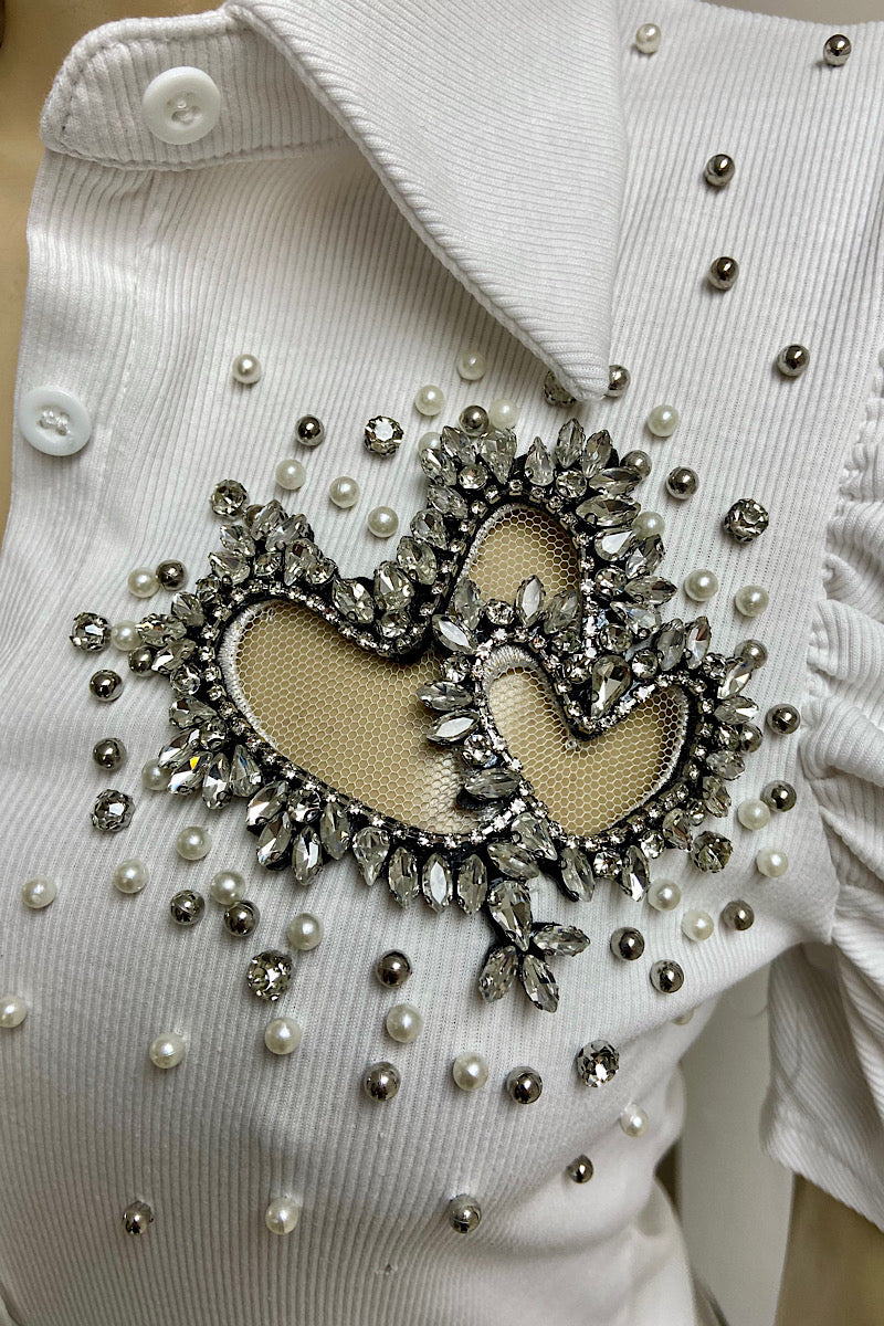 White Heart Bling Shirt