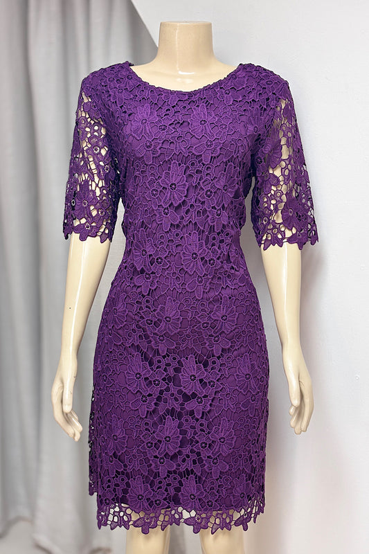 Floral Lace Knee Length Dress