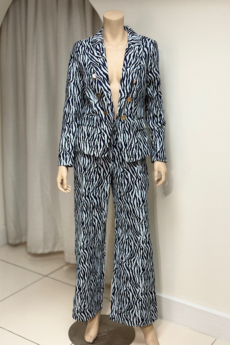Zebra Print Pant Suit Set